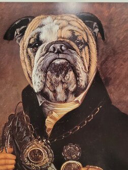 Klassieke-poster-jachthond-hond-in-klederdracht-bulldog-2