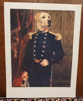 Klassieke-poster-jachthond-hond-in-klederdracht-golden-retriever