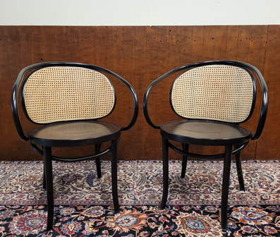 Retro-vintage-stoelen-stoel-van-hout-en-rotan-zwart-beige