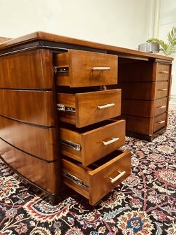 Klassiek-Antiek-Chesterfield-Engels-Art-Deco-Bureau-Desk-Partnerdesk