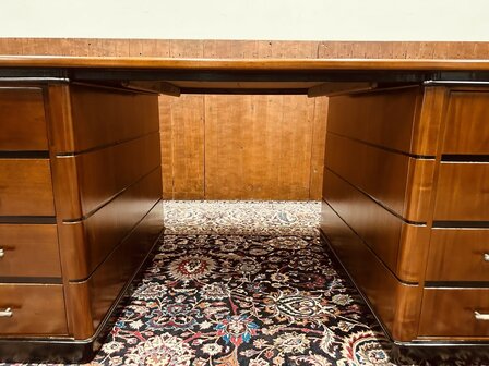 Klassiek-Antiek-Chesterfield-Engels-Art-Deco-Bureau-Desk-Partnerdesk