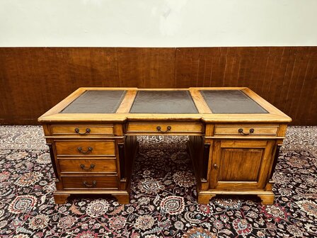 Engels-Klassiek-Antiek-Chesterfield-Bureau-Desk-Partnerdesk-Empire