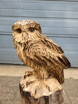 Klein-Houtsnijwerken-van-uilen-uil-houtsculptuur-tuinbeeld-kunstwerk-uil-1