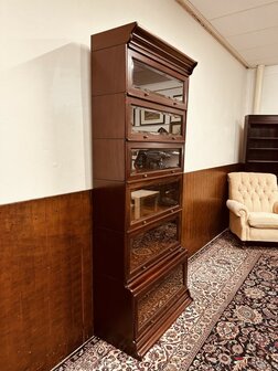 Klassiek-Engelse-Antieke-Globe-Wernicke-Boekenkast-Kast