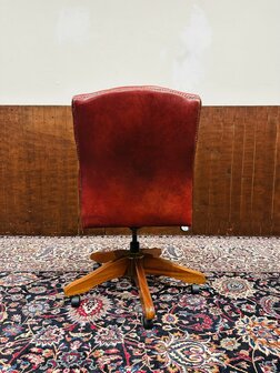 Klassiek-Engels-Chesterfield-Bureaustoel-President-Chair-Rood-Leder