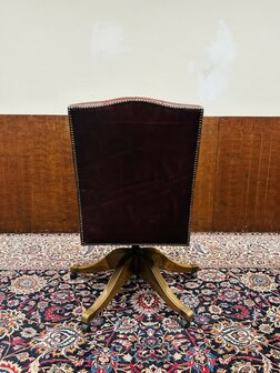 Klassiek-Engels-Antiek-Oud-Oxblood-Lederen-Bureaustel-President-Chair