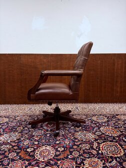Engels-Antiek-Klassiek-Chesterfield-Bureaustoel-President-Chair-Bruin-Leder-2