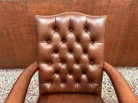 Antiek-Egels-Klassiek-Chesterfield-Bureaustoel-President-Chair-Bruin-Leder-3