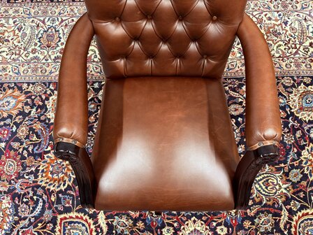 Antiek-Egels-Klassiek-Chesterfield-Bureaustoel-President-Chair-Bruin-Leder-4