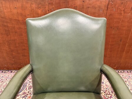 Klassiek-Engels-Antiek-Oud-Chesterfield-Bureaustoel-President-Chair-Groen-Leder-4