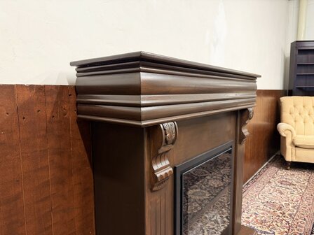 Klassiek-Engels-Antiek-Oud-Chesterfield-Sfeerhaard-Haard-Kachel