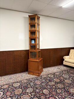 Antiek-Klassiek-Engels-Oud-Originele-Globe-Wernicke-Boekenkast-Vitrinekast-Museumkast