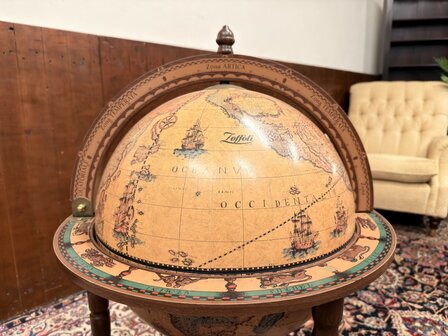 Klassiek-Oud-Antiek-Italiaans-Zoffoli-Bar-Drank-Globe-Weredbol-Vloermodel