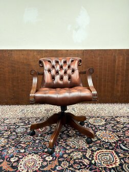 Klassiek-Engels-Antiek-Oud-Chesterfield-Nieuw-Nieuwe-Bureaustoel-President-Chair