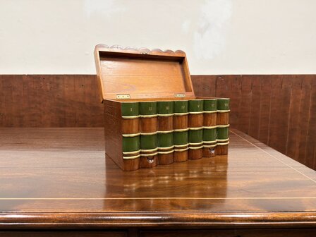 Klassiek-Oud-Engels-Antiek-Chesterfield-Globe-Wernicke-Boekendoos-Boeken-Doos-Opbergdoos