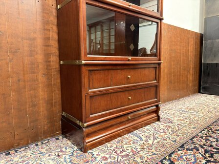 Antiek-Oud-Klassiek-Engels-Chesterfield-Origineel-Globe-Wernicke-Vitrinekast-Boekenkasten-Bibliotheekkast-Boekenkast