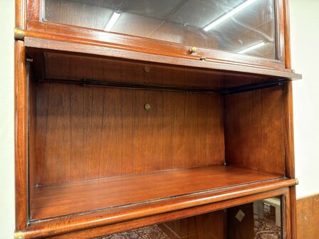 Antiek-Oud-Klassiek-Engels-Chesterfield-Origineel-Globe-Wernicke-Vitrinekast-Boekenkasten-Bibliotheekkast-Boekenkast