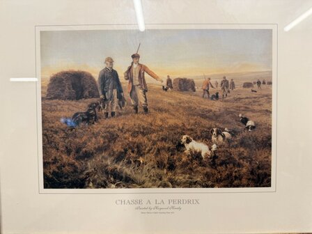 Klassiek-Engels-Antiek-Oud-Chesterfield-Prent-Chasse-A-La-Perdix