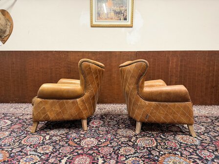 Klassiek-Engels-Oud-Antiek-Chesterfeld-Schaapslederen-Schaaps-Leder-Fauteuil-Aviator-Chair-Model