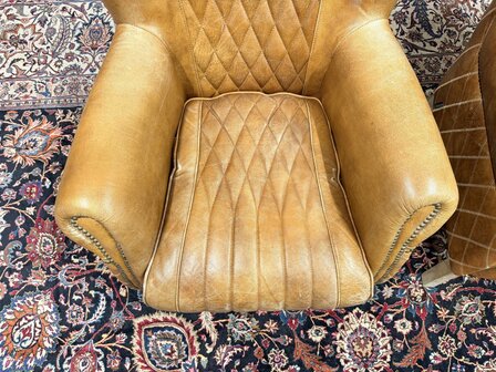 Klassiek-Engels-Oud-Antiek-Chesterfeld-Schaapslederen-Schaaps-Leder-Fauteuil-Aviator-Chair-Model