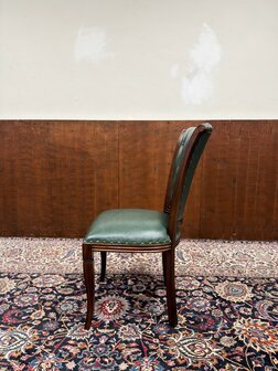 Klassiek-Antiek-Engels-Oud-Chesterfield-Mahonie-Bureaustoel-Stoel-met-Groen-Leder