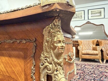 Klassiek-Antiek-Oud-Franse-Louis-XIV-Schrijftafel-Bureau-met-Bronzen-Ornamenten