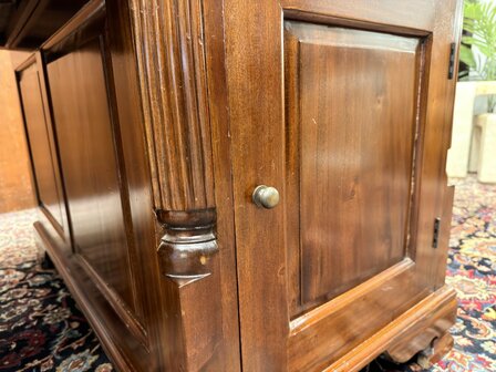 Klassiek-Engels-Chesterfield-Antiek-Oud-Bureau-Desk-Partnerdesk-Olijf-Groen-Inleg