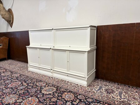 Klassiek-Engels-Antiek-Oud-Originele-Globe-Wernicke-Dressoir-Boekenkast-Wit