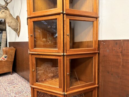 Klassiek-Engels-Antiek-Oud-Originele-Globe-Wernicke-Halfronde-Vitrinekast-Boekenkast