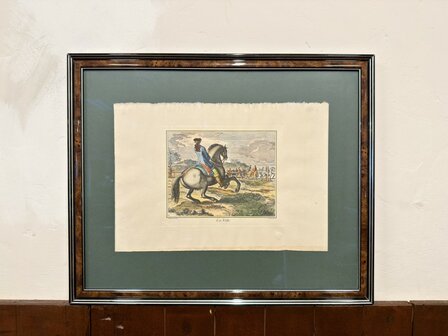 Klassiek-Oud-Antiek-Frans-Prent-La-Volte-Wortelnotenhout-Lijst