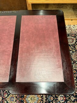 Klassiek-Engels-Antiek-Oud-Chesterfield-Bureau-Desk-Partnerdesk-met-Rood-Leder