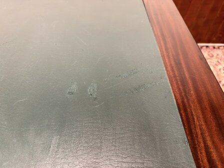 Klassiek-Antiek-Oud-Engels-Chesterfield-Mahonie-Bureau-Desk-Partnerdesk-Met-Groen-Leder