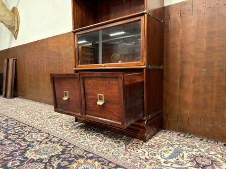 Klassiek-Engels-Antiek-Oud-Chesterfield-Originele-Globe-Wernicke-Boekenkast-Kast-Mahoniehout