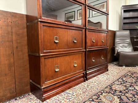 Klassiek-Engels-Antiek-Oud-Chesterfield-Originele-Globe-Wernicke-Boekenkast-Kast-Mahoniehout