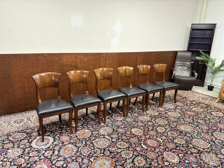 Klassiek-Engels-Antiek-Oud-Chesterfield-Set-Stoelen-Eetkamerstoelen-Stoel