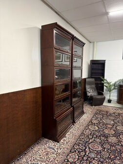 Klassiek-Oud-Antiek-Engels-Chesterfield-Mahonie-Globe-Wernicke-Boekenkast-Kast-Bibliotheekkast