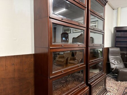 Klassiek-Oud-Antiek-Engels-Chesterfield-Mahonie-Globe-Wernicke-Boekenkast-Kast-Bibliotheekkast