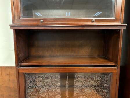 Klassiek-Oud-Antiek-Engels-Chesterfield-Mahonie-Globe-Wernicke-Boekenkast-Kast-Bibliotheekkast