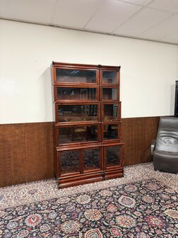 Klassiek-Engels-Antiek-Oud-Chesterfield-Mahonie-Globe-Wernicke-Boekenkast-Kast