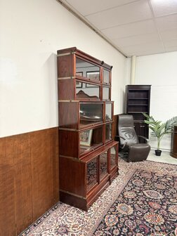 Klassiek-Engels-Antiek-Oud-Chesterfield-Mahonie-Globe-Wernicke-Boekenkast-Kast