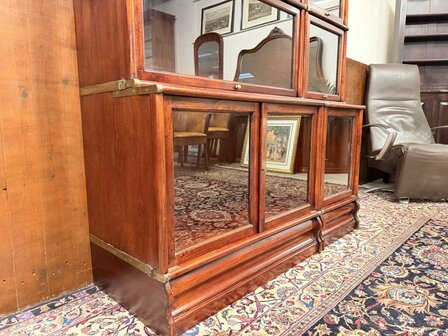 Klassiek-Engels-Antiek-Oud-Chesterfield-Mahonie-Globe-Wernicke-Boekenkast-Kast