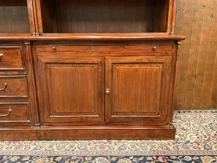 Klassiek-Engels-Antiek-Oud-Chesterfield-Eikenhout-Boekenkast-Bibliotheekkast-Kast