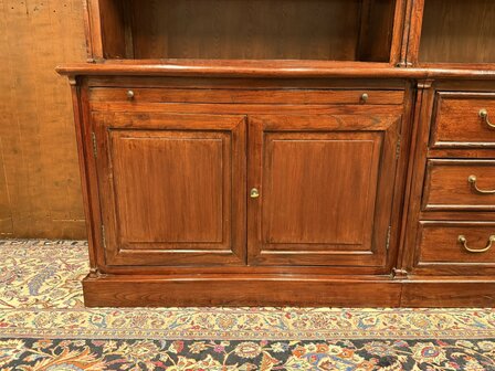 Klassiek-Engels-Antiek-Oud-Chesterfield-Eikenhout-Boekenkast-Bibliotheekkast-Kast