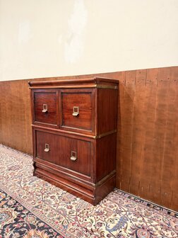 Klassiek-Antiek-Oud-Engels-Chesterfield-Originele-Globe-Wernicke-Boekenkast-Ladekast-Kantoorkast-2