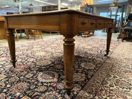 Antiek-Klassiek-Oud-Engels-Chesterfield-Schrijftafel-Bureau-Partnerdesk