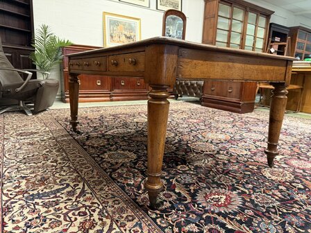 Antiek-Klassiek-Oud-Engels-Chesterfield-Schrijftafel-Bureau-Partnerdesk