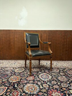 Klassiek-Engels-Antiek-Oud-Chesterfield-Vintage-Bureaustoel-Chair-Zwart-Leder