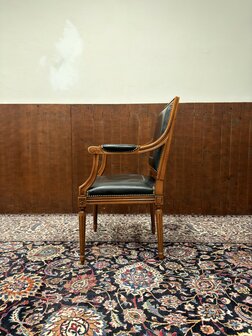 Klassiek-Engels-Antiek-Oud-Chesterfield-Vintage-Bureaustoel-Chair-Zwart-Leder