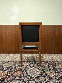 Klassiek-Engels-Antiek-Oud-Chesterfield-Vintage-Bureaustoel-Chair-Zwart-Leder