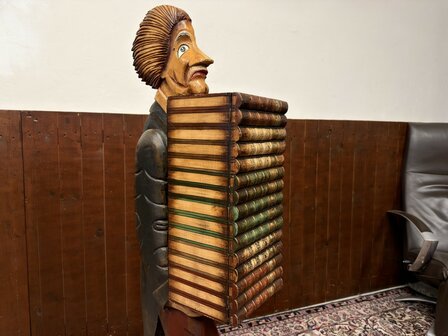 Klassiek-Engels-Antiek-Oud-Chesterfield-Vintage-Albert-Einstein-Boekendrager-Boekenkast-Kast